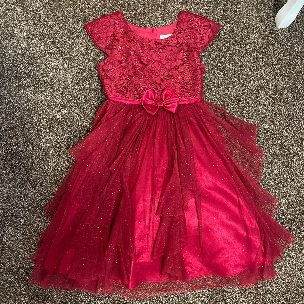 Red, tulle lined dress size 10